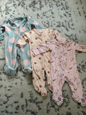 Toddler Unicorn & Strawberry Footed One-Piece Pajamas - Pink, Cream, Light Blue